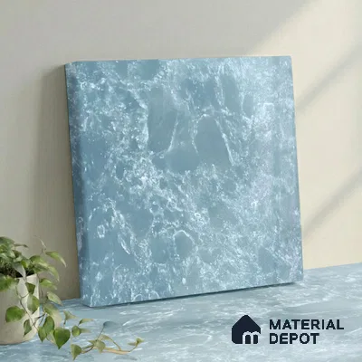 Belina Quartz QR 00193 Azure Cascade Value Series 10.56 ft x 5.31 ft Quartz - 20 mm | 5 Years Warranty | Suitable for Kitchen, Restaurant, Counter Tops, Dining, Reception, office