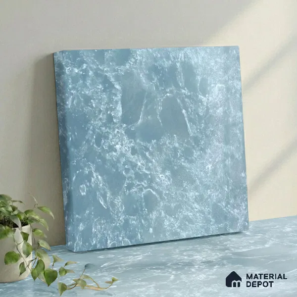 Belina Quartz QR 00193 Azure Cascade Value Series 10.56 ft x 5.31 ft Quartz - 20 mm | 5 Years Warranty | Suitable for Kitchen, Restaurant, Counter Tops, Dining, Reception, office