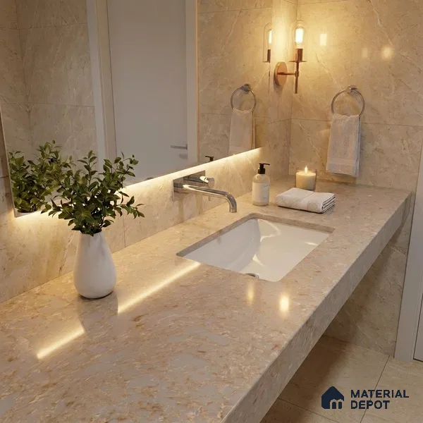 Belina Quartz QR 00194 Sahara Veil Value Series 10.56 ft x 5.31 ft Quartz - 20 mm | 5 Years Warranty | Suitable for Kitchen, Restaurant, Counter Tops, Dining, Reception, office