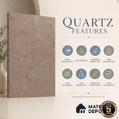 Belina Quartz QR 00194 Sahara Veil Value Series 10.56 ft x 5.31 ft Quartz - 20 mm | 5 Years Warranty | Suitable for Kitchen, Restaurant, Counter Tops, Dining, Reception, office
