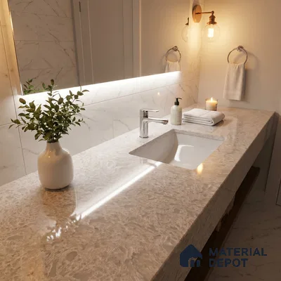 Belina Quartz QR 00195 Frosted Lace Value Series 10.56 ft x 5.31 ft Quartz - 20 mm | 5 Years Warranty | Suitable for Kitchen, Restaurant, Counter Tops, Dining, Reception, office