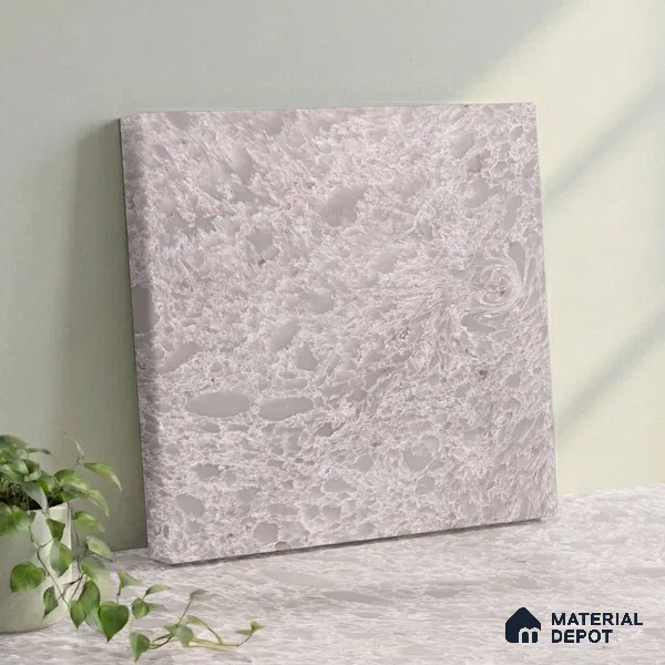 Belina Quartz QR 00195 Frosted Lace Value Series 10.56 ft x 5.31 ft Quartz - 20 mm | 5 Years Warranty | Suitable for Kitchen, Restaurant, Counter Tops, Dining, Reception, office