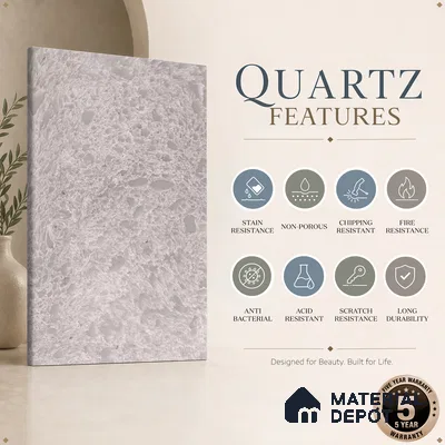 Belina Quartz QR 00195 Frosted Lace Value Series 10.56 ft x 5.31 ft Quartz - 20 mm | 5 Years Warranty | Suitable for Kitchen, Restaurant, Counter Tops, Dining, Reception, office