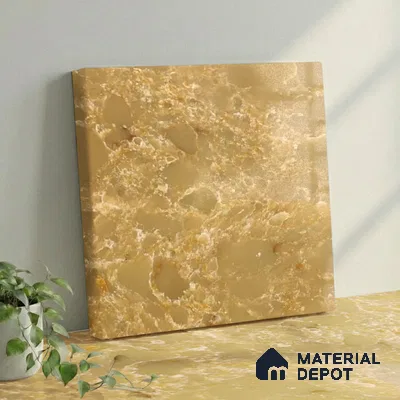 Belina Quartz QR 00196 Golden Sienna Value Series 10.56 ft x 5.31 ft Quartz - 20 mm | 5 Years Warranty | Suitable for Kitchen, Restaurant, Counter Tops, Dining, Reception, office