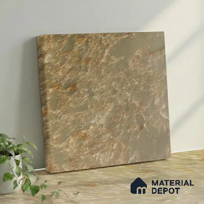 Belina Quartz QR 00197 B Verdant Ember Value Series 10.56 ft x 5.31 ft Quartz - 20 mm | 5 Years Warranty | Suitable for Kitchen, Restaurant, Counter Tops, Dining, Reception, office
