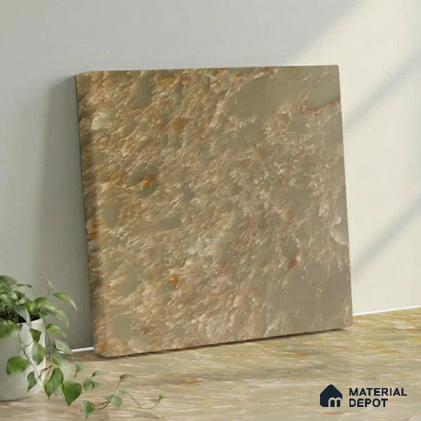 Belina Quartz QR 00197 B Verdant Ember Value Series 10.56 ft x 5.31 ft Quartz - 20 mm | 5 Years Warranty | Suitable for Kitchen, Restaurant, Counter Tops, Dining, Reception, office