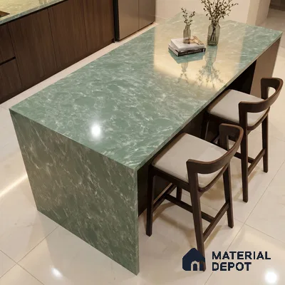 Belina Quartz QR 00197 Verdant Mist Value Series 10.56 ft x 5.31 ft Quartz - 20 mm | 5 Years Warranty | Suitable for Kitchen, Restaurant, Counter Tops, Dining, Reception, office