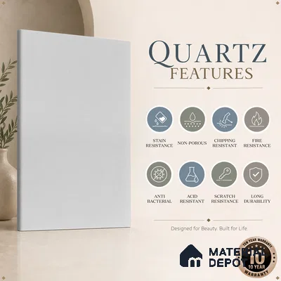 Belina Quartz QR 00199 Frosted Whisper Helsinki Series 11.5 ft x 6.5 ft Quartz - 20 mm | 10 Years of Replacement Warranty | Suitable for Kitchen, Restaurant, Counter Tops, Dining, Reception, office