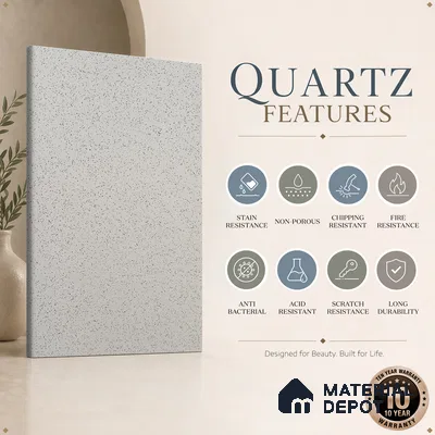 Belina Quartz QR 00200 Frosted Pearl Helsinki Series 11.5 ft x 6.5 ft Quartz - 20 mm | 10 Years of Replacement Warranty | Suitable for Kitchen, Restaurant, Counter Tops, Dining, Reception, office