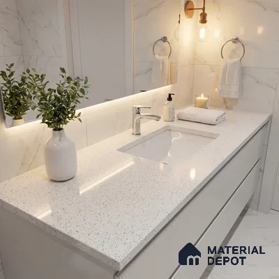 Belina Quartz QR 00201 Frosted Pebble Helsinki Series 11.5 ft x 6.5 ft Quartz - 20 mm | 10 Years of Replacement Warranty | Suitable for Kitchen, Restaurant, Counter Tops, Dining, Reception, office