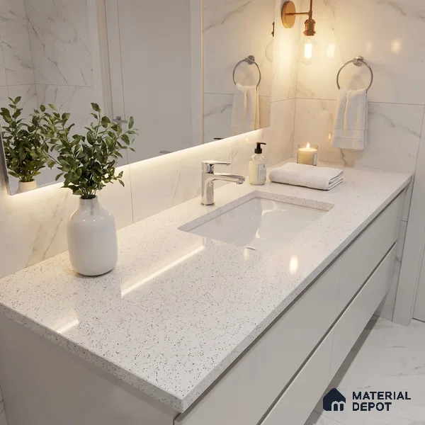 Belina Quartz QR 00201 Frosted Pebble Helsinki Series 11.5 ft x 6.5 ft Quartz - 20 mm | 10 Years of Replacement Warranty | Suitable for Kitchen, Restaurant, Counter Tops, Dining, Reception, office