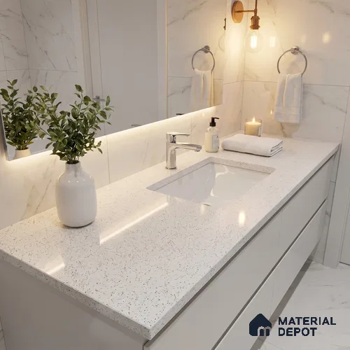 Belina Quartz QR 00201 Frosted Pebble Helsinki Series 11.5 ft x 6.5 ft Quartz - 20 mm | 10 Years of Replacement Warranty | Suitable for Kitchen, Restaurant, Counter Tops, Dining, Reception, office