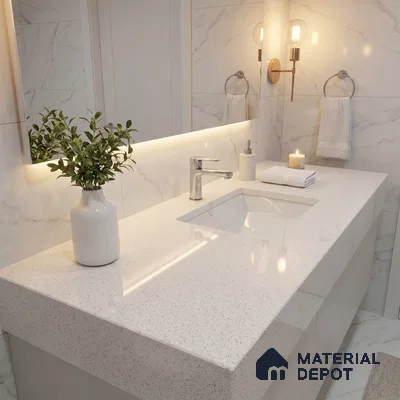 Belina Quartz QR 00202 Ivory Terrazzo Helsinki Series 11.5 ft x 6.5 ft Quartz - 20 mm | 10 Years of Replacement Warranty | Suitable for Kitchen, Restaurant, Counter Tops, Dining, Reception, office