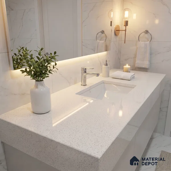 Belina Quartz QR 00202 Ivory Terrazzo Helsinki Series 11.5 ft x 6.5 ft Quartz - 20 mm | 10 Years of Replacement Warranty | Suitable for Kitchen, Restaurant, Counter Tops, Dining, Reception, office