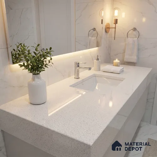 Belina Quartz QR 00202 Ivory Terrazzo Helsinki Series 11.5 ft x 6.5 ft Quartz - 20 mm | 10 Years of Replacement Warranty | Suitable for Kitchen, Restaurant, Counter Tops, Dining, Reception, office