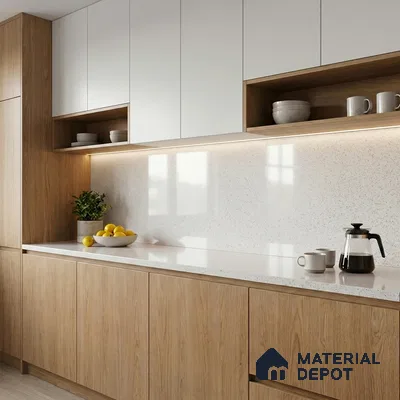 Belina Quartz QR 00202 Ivory Terrazzo Helsinki Series 11.5 ft x 6.5 ft Quartz - 20 mm | 10 Years of Replacement Warranty | Suitable for Kitchen, Restaurant, Counter Tops, Dining, Reception, office
