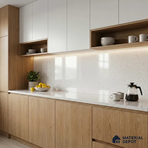 Belina Quartz QR 00202 Ivory Terrazzo Helsinki Series 11.5 ft x 6.5 ft Quartz - 20 mm | 10 Years of Replacement Warranty | Suitable for Kitchen, Restaurant, Counter Tops, Dining, Reception, office