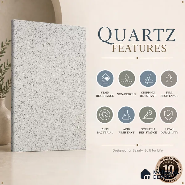 Belina Quartz QR 00202 Ivory Terrazzo Helsinki Series 11.5 ft x 6.5 ft Quartz - 20 mm | 10 Years of Replacement Warranty | Suitable for Kitchen, Restaurant, Counter Tops, Dining, Reception, office