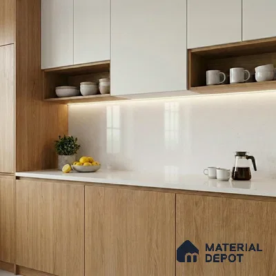Belina Quartz QR 00203 Opaline Mist Helsinki Series 11.5 ft x 6.5 ft Quartz - 20 mm | 10 Years of Replacement Warranty | Suitable for Kitchen, Restaurant, Counter Tops, Dining, Reception, office