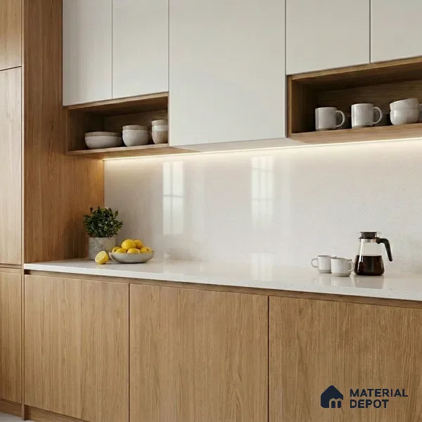 Belina Quartz QR 00203 Opaline Mist Helsinki Series 11.5 ft x 6.5 ft Quartz - 20 mm | 10 Years of Replacement Warranty | Suitable for Kitchen, Restaurant, Counter Tops, Dining, Reception, office