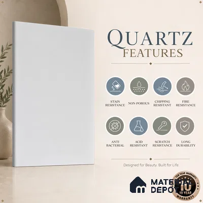 Belina Quartz QR 00203 Opaline Mist Helsinki Series 11.5 ft x 6.5 ft Quartz - 20 mm | 10 Years of Replacement Warranty | Suitable for Kitchen, Restaurant, Counter Tops, Dining, Reception, office