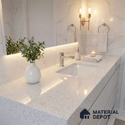 Belina Quartz QR 00204 Frosted Pebble Helsinki Series 11.5 ft x 6.5 ft Quartz - 20 mm | 10 Years of Replacement Warranty | Suitable for Kitchen, Restaurant, Counter Tops, Dining, Reception, office