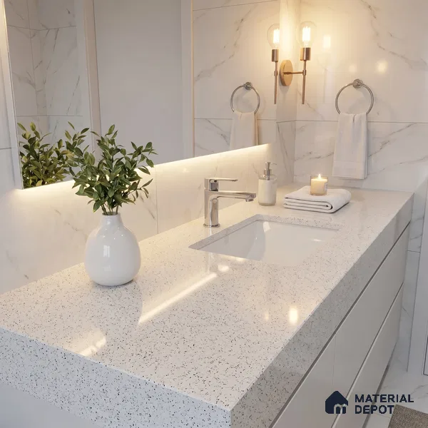 Belina Quartz QR 00204 Frosted Pebble Helsinki Series 11.5 ft x 6.5 ft Quartz - 20 mm | 10 Years of Replacement Warranty | Suitable for Kitchen, Restaurant, Counter Tops, Dining, Reception, office