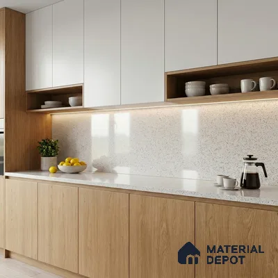 Belina Quartz QR 00204 Frosted Pebble Helsinki Series 11.5 ft x 6.5 ft Quartz - 20 mm | 10 Years of Replacement Warranty | Suitable for Kitchen, Restaurant, Counter Tops, Dining, Reception, office