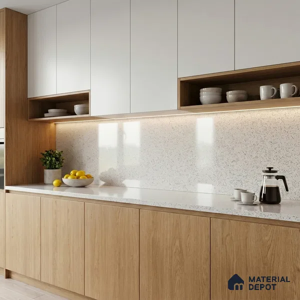 Belina Quartz QR 00204 Frosted Pebble Helsinki Series 11.5 ft x 6.5 ft Quartz - 20 mm | 10 Years of Replacement Warranty | Suitable for Kitchen, Restaurant, Counter Tops, Dining, Reception, office