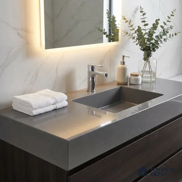 Belina Quartz QR 00205 Graphite Mist Helsinki Series 11.5 ft x 6.5 ft Quartz - 20 mm | 10 Years of Replacement Warranty | Suitable for Kitchen, Restaurant, Counter Tops, Dining, Reception, office