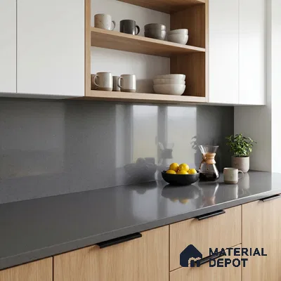 Belina Quartz QR 00205 Graphite Mist Helsinki Series 11.5 ft x 6.5 ft Quartz - 20 mm | 10 Years of Replacement Warranty | Suitable for Kitchen, Restaurant, Counter Tops, Dining, Reception, office