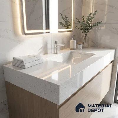 Belina Quartz QR 00207 Frosted Pearl Helsinki Series 11.5 ft x 6.5 ft Quartz - 20 mm | 10 Years of Replacement Warranty | Suitable for Kitchen, Restaurant, Counter Tops, Dining, Reception, office