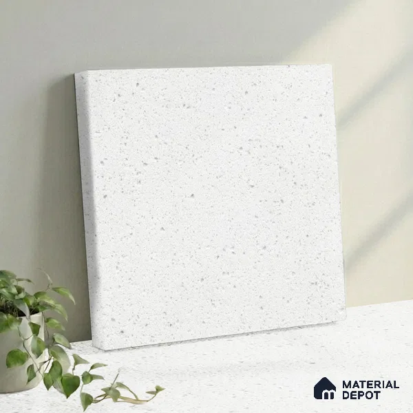 Belina Quartz QR 00207 Frosted Pearl Helsinki Series 11.5 ft x 6.5 ft Quartz - 20 mm | 10 Years of Replacement Warranty | Suitable for Kitchen, Restaurant, Counter Tops, Dining, Reception, office