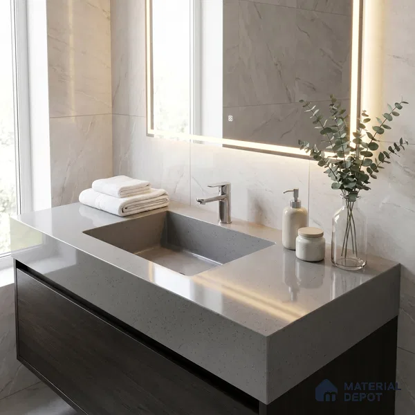 Belina Quartz QR 00208 Mist Argent Helsinki Series 11.5 ft x 6.5 ft Quartz - 20 mm | 10 Years of Replacement Warranty | Suitable for Kitchen, Restaurant, Counter Tops, Dining, Reception, office
