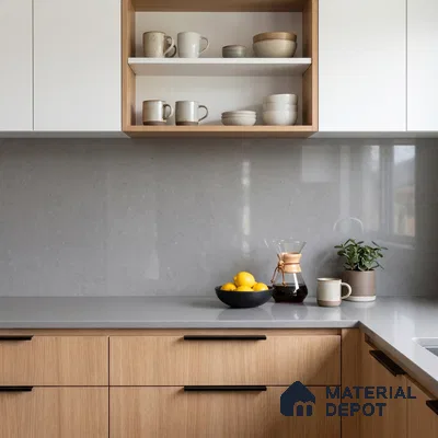 Belina Quartz QR 00208 Mist Argent Helsinki Series 11.5 ft x 6.5 ft Quartz - 20 mm | 10 Years of Replacement Warranty | Suitable for Kitchen, Restaurant, Counter Tops, Dining, Reception, office