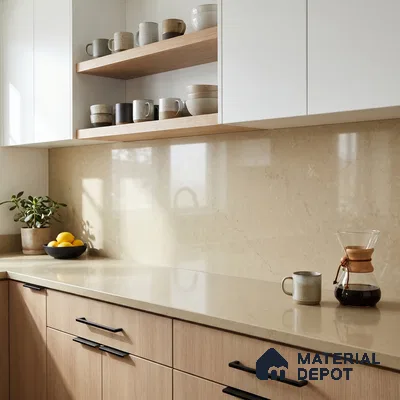 Belina Quartz QR 00210 Sand Dune Helsinki Series 11.5 ft x 6.5 ft Quartz - 20 mm | 10 Years of Replacement Warranty | Suitable for Kitchen, Restaurant, Counter Tops, Dining, Reception, office