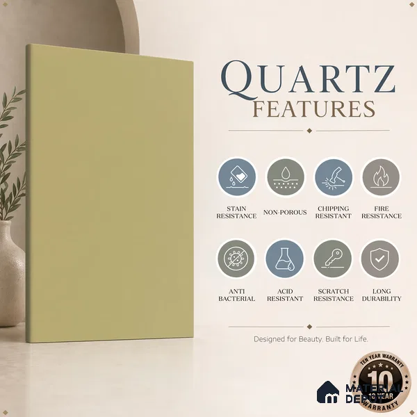 Belina Quartz QR 00210 Sand Dune Helsinki Series 11.5 ft x 6.5 ft Quartz - 20 mm | 10 Years of Replacement Warranty | Suitable for Kitchen, Restaurant, Counter Tops, Dining, Reception, office