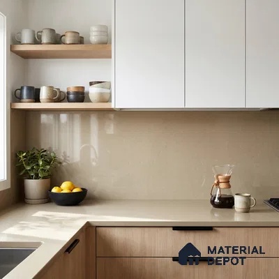 Belina Quartz QR 00211 Golden Heather Helsinki Series 11.5 ft x 6.5 ft Quartz - 20 mm | 10 Years of Replacement Warranty | Suitable for Kitchen, Restaurant, Counter Tops, Dining, Reception, office