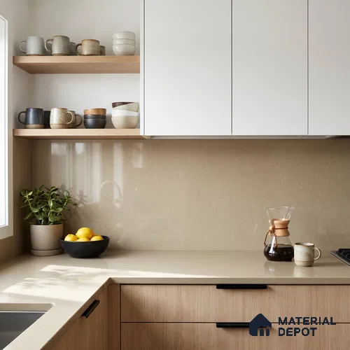Belina Quartz QR 00211 Golden Heather Helsinki Series 11.5 ft x 6.5 ft Quartz - 20 mm | 10 Years of Replacement Warranty | Suitable for Kitchen, Restaurant, Counter Tops, Dining, Reception, office