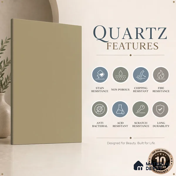 Belina Quartz QR 00211 Golden Heather Helsinki Series 11.5 ft x 6.5 ft Quartz - 20 mm | 10 Years of Replacement Warranty | Suitable for Kitchen, Restaurant, Counter Tops, Dining, Reception, office