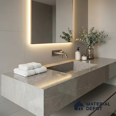 Belina Quartz QR 00212 Ivory Haze Helsinki Series 11.5 ft x 6.5 ft Quartz - 20 mm | 10 Years of Replacement Warranty | Suitable for Kitchen, Restaurant, Counter Tops, Dining, Reception, office