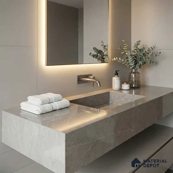 Belina Quartz QR 00212 Ivory Haze Helsinki Series 11.5 ft x 6.5 ft Quartz - 20 mm | 10 Years of Replacement Warranty | Suitable for Kitchen, Restaurant, Counter Tops, Dining, Reception, office