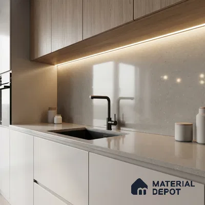 Belina Quartz QR 00212 Ivory Haze Helsinki Series 11.5 ft x 6.5 ft Quartz - 20 mm | 10 Years of Replacement Warranty | Suitable for Kitchen, Restaurant, Counter Tops, Dining, Reception, office