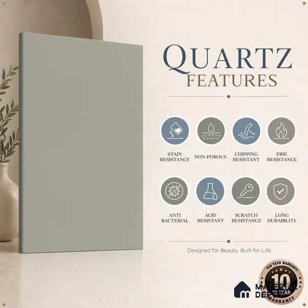 Belina Quartz QR 00212 Ivory Haze Helsinki Series 11.5 ft x 6.5 ft Quartz - 20 mm | 10 Years of Replacement Warranty | Suitable for Kitchen, Restaurant, Counter Tops, Dining, Reception, office