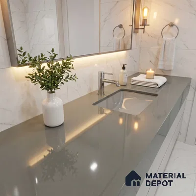 Belina Quartz QR 00214 Silvershadow Helsinki Series 11.5 ft x 6.5 ft Quartz - 20 mm | 10 Years of Replacement Warranty | Suitable for Kitchen, Restaurant, Counter Tops, Dining, Reception, office