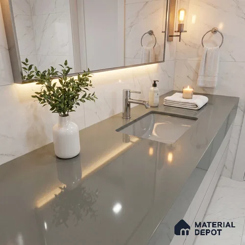 Belina Quartz QR 00214 Silvershadow Helsinki Series 11.5 ft x 6.5 ft Quartz - 20 mm | 10 Years of Replacement Warranty | Suitable for Kitchen, Restaurant, Counter Tops, Dining, Reception, office