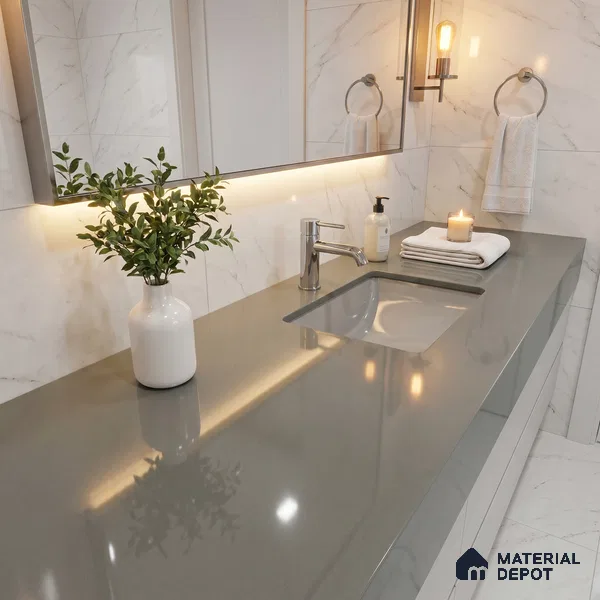 Belina Quartz QR 00214 Silvershadow Helsinki Series 11.5 ft x 6.5 ft Quartz - 20 mm | 10 Years of Replacement Warranty | Suitable for Kitchen, Restaurant, Counter Tops, Dining, Reception, office