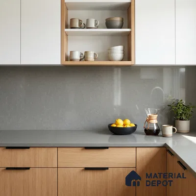 Belina Quartz QR 00214 Silvershadow Helsinki Series 11.5 ft x 6.5 ft Quartz - 20 mm | 10 Years of Replacement Warranty | Suitable for Kitchen, Restaurant, Counter Tops, Dining, Reception, office