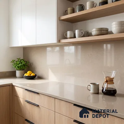 Belina Quartz QR 00215 Serene Dune Helsinki Series 11.5 ft x 6.5 ft Quartz - 20 mm | 10 Years of Replacement Warranty | Suitable for Kitchen, Restaurant, Counter Tops, Dining, Reception, office