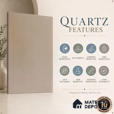 Belina Quartz QR 00215 Serene Dune Helsinki Series 11.5 ft x 6.5 ft Quartz - 20 mm | 10 Years of Replacement Warranty | Suitable for Kitchen, Restaurant, Counter Tops, Dining, Reception, office